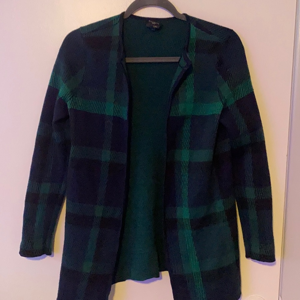 Talbots Medium petite green navy long sweater